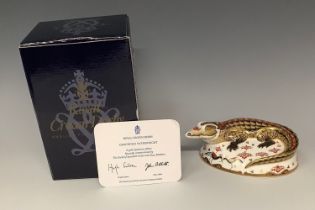 A Royal Crown Derby paperweight, Crocodile, specially commissioned by The Guild of Specialist