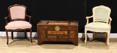 A South-East Asian camphor-lined blanket chest, 47cm high, 89cm wide, 43cm deep; a near pair of