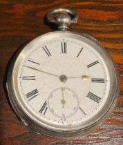 A Victorian silver open faced pocket watch, Birmingham 1893