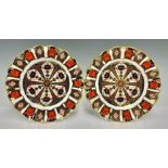 A pair of Royal Crown Derby 1128 Old Imari pattern shaped circular plates, 21.5cm diameter,