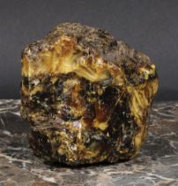 A large section of raw amber, 11cm x 9.5cm x 6cm