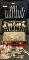 A Viners English Bead pattern six setting canteen, other assorted flatware various patterns qty