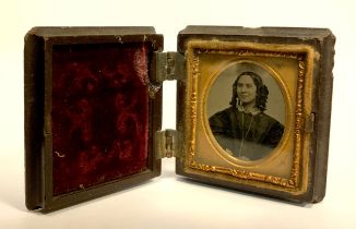 Boxes and objects - A Victorian Portrait miniature of a young lady, Collodion positive / Ambrotype