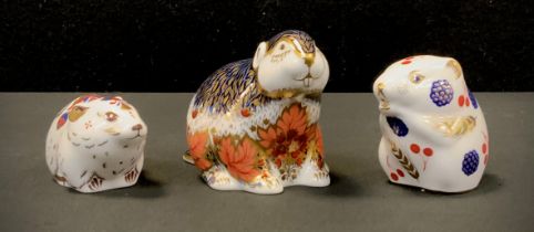 Royal Crown Derby Paperweights - Riverbank Beaver, limited edition 3123/5000, gold stopper; others