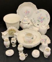 Aynsley Little Sweetheart pattern inc planter, fruit bowl, clock, trinket pots and covers, covered