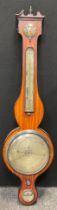 A Regency Barometer Thermometer, by A. Terzza of Nottingham, mahogany banded walnut case, 98cm long,