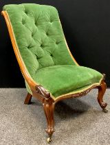 An early Victorian rosewood slipper chair, c.1840