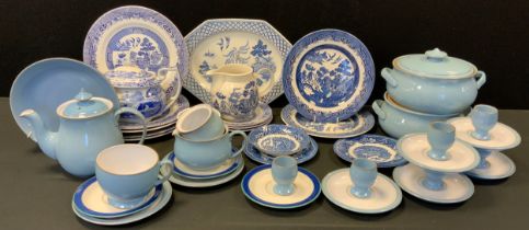 Ceramics - Denby Azure blue tableware inc two tureens and covers, teapot, egg cups, etc; assorted