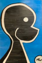 Matthew Rutherford (Art From A Locked-In Mind) Boy Blue signed, acrylic on canvas, 150cm x 100cm.