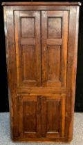 A George III Yew floor-standing corner cupboard, 183.5cm high x 90cm wide x 49cm deep.