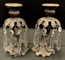 A pair of 19th century bronze candle lustres, c.1860
