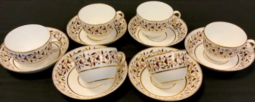 An early 19th century Spode 1023 pattern tea service, for six, in brown and gilt, printed and