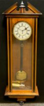 A 20th century Vienna wall clock, white enamel dial, bold Roman numerals, single train movement,
