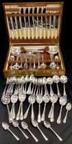 Flatware - a canteen of cutlery, other including shell shaped spoons, a set of five silver tea