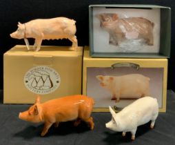 Border Fine Arts Pig, A4595,19cm long, Beswick pig, 16cm long; others (5)