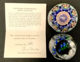 A limited edition Stuart Drysdale Perthshire paperweights ltd millefiori glass paperweight, PP102,