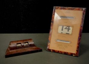 A 20th century art deco perpetual calendar, Bakelite frame, 16cm x 11cm, other 12cm long (2)