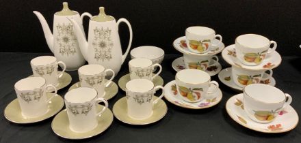 A Royal Adderley's Adelphi pattern coffee set, for six; six Royal Worcester Evesham tea cups and