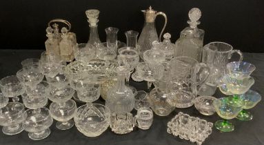 Glass - Victorian and later including decanters, wine glasses, champagne coups, Claret jug, plated