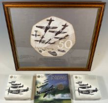 Coins - 75th anniversary Battle of Britain 2015 Piedfort 50p piece; another 50p proof; limited