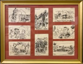 French school, mid 20th century, scenes of rural life - a set of seven French illustrations,