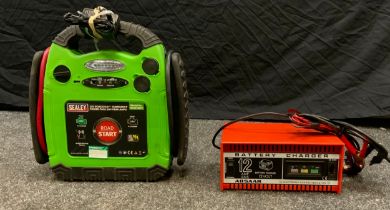 A sealed 12v road start emergency power pack; 12amps ABSAAR battery charger.(2)