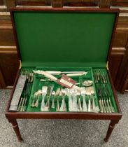 A Sheffield sterling silver plated canteen service for twelve including twelve dinner knifes and