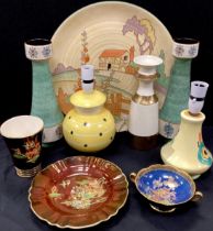 Mid century ceramics including; Carlton ware Rouge Royale plate, 23cm dia, conforming beaker,