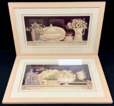 A pair of Kathryn White prints of rustic still life scenes, 24cm x 50cm (2)