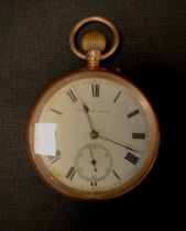 A 9ct gold open face pocket watch, English lever stem wind movement, Chester 1907, 92.6g gross