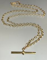 A fine link 9ct gold Albertina rollo link watch chain necklace, 46cm long, 5.8g gross