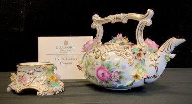 A Coalport Coalbrookdale collection limited edition teapot on stand, TS, 13/250, certificate dated