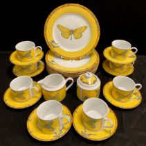 A lynn Chase designs ‘Butterfly Bamboo’ pattern tea set for eight comprised of; eight dinner plates,
