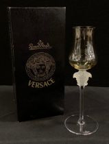 Versace Rosenthal crystal wine glass, frosted Medusa head, 22cm high, boxed