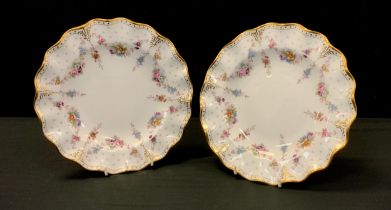 A pair of Royal Crown Derby ‘Royal Antoninette’ wavy rim plates, 26cm dia, both firsts (2)
