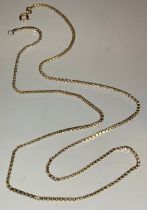 A 9ct gold box link necklace, 54cm long, stamped 375, 7.9g gross