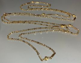 A 9ct gold fancy link guard of muff chain, 22.3g gross, 138cm long