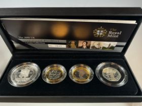 Coins & Tokens - a 2009 Royal Mint 'Silver Proof Piedfort Coin Collection', containing four coins,