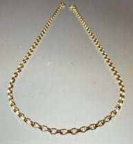 An unmarked gold coloured necklace, 44cm long, 12.2g