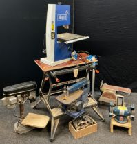 Woodworking tools and machinery - a Scheppach BASA 1 Band Saw; Draper D13/5A drill press / pillar