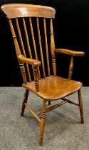 A Victorian elm and stained beech spindle-back ‘Windsor’ chair, 109cm high x 54.5cm wide x 52cm