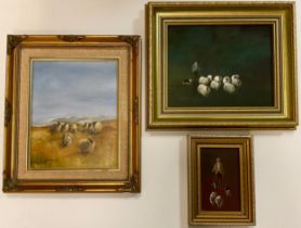 G. E. Woods (British, second half 20th century), Highland Sheep, signed, oil on board, 25cm x