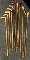 A group of twelve walking canes / walking sticks, by Brian D. Smith, Derbyshire, two with handles