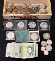 Coins & Tokens - George III silver crown, 1820, Victorian half crow, florin, shillings etc