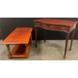 An 18th century inspired coffee table, 45.5cm high x 106.5cm x 51cm; a Jaycee mahogany serpentine
