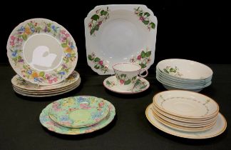 A collection of Shelley ware comprised of; ‘Fuchsia's’ pattern dessert set for six, one large main