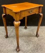 An early 18th century design walnut side table, ball and claw feet, 73.5cm high x 63.5cm wide x 49.