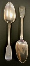 A pair of George IV silver serving spoons, Thomas Dicks, London 1825, 5.12ozt (2)