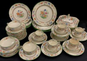 A Spode ‘Chinese Rose’ pattern dinner service for six comprised of; six dinner plates, six tea