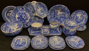 Spode Italian ware comprised of; one sandwich plate, one sugar bowl, a butter patty square, six